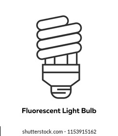 Simple icon Fluorescent bulb in outline style on isolated background. From set is ecology and recycle. With decorative colorful elements.