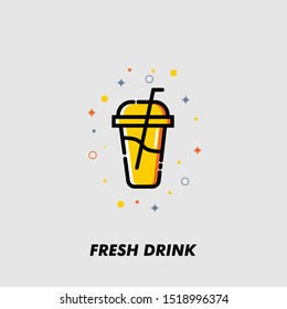 Simple Icon Fresh Juice Ready to Drink With Filled Outline Style Vector Illustration
