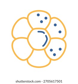 Un simple icono de bollos recién horneados. Diseñado en un estilo de contorno limpio, moderno y plano. Ideal para menús de panadería, App de alimentos y Sitios web.
