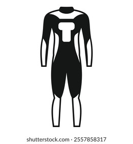 Simple icon of a full body diving suit, perfect for representing water sports and safety