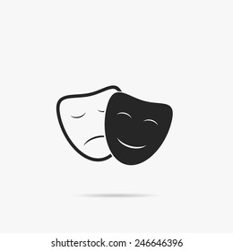 Simple icon funny and sad theater masks.
