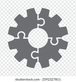 Simple icon gear puzzle in gray. Simple icon puzzle of the four elements on transparent background for your web site design, app, UI. EPS10. - Powered by Shutterstock - Get 15% off with code: PIKWIZARD15