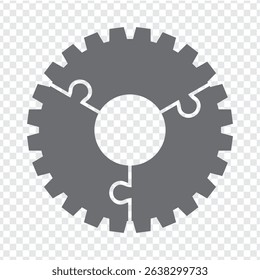 Simple icon gear puzzle in gray. Simple icon puzzle of the three elements on transparent background for your web site design, app, UI. EPS10. - Powered by Shutterstock - Get 15% off with code: PIKWIZARD15