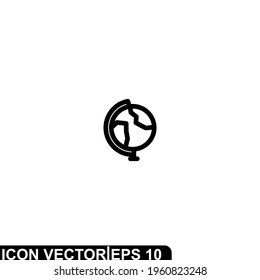Simple Icon Globe Vector Illustration Design. Outline Style, Black Solid Color.