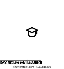 Simple Icon Graduation Hat Vector Illustration Design. Outline Style, Black Solid Color.