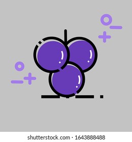 Simple icon of grape fruit on grey background 