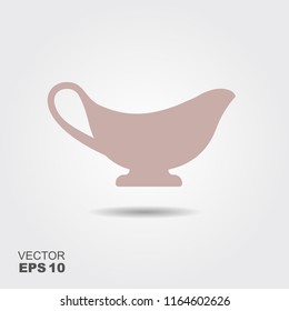 A simple icon of a gravy boat. Flat vector illustration with shadow