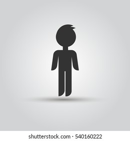 Simple Icon gray stick figure man male.