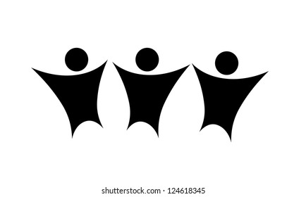 Simple icon with a group of people having fun