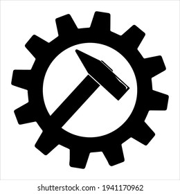 Icono simple del martillo en marcha para la red