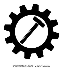 Icono simple del martillo en marcha para la red
