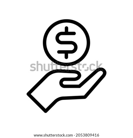 Simple icon of hand with dollar currency flat design