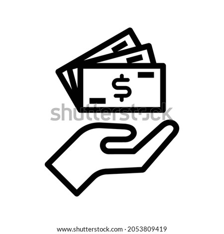 Simple icon of hand with dollar currency flat design
