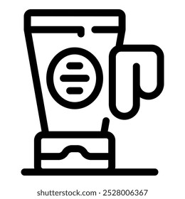 Simple icon of a hand squeezing a tube of body lotion, perfect for representing skincare and beauty routines