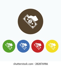 Simple icon hand that gives money.