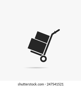 Simple icon handcart  with boxes.