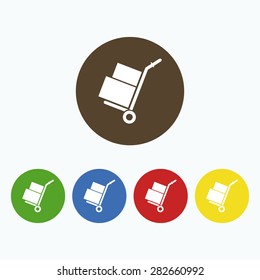 Simple icon handcart with boxes.