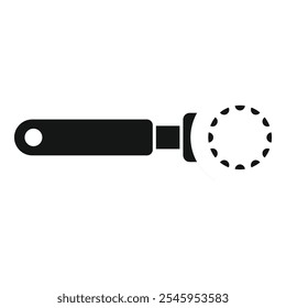 Simple icon of a handle pizza cutter making round shape cutting tool