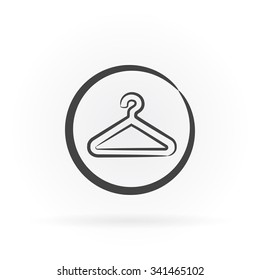 Simple icon of hanger in circle with shadow.