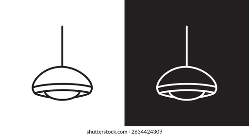 Simple Icon of hanging lamps. Room lamps vector icons. Modern style room lamps vector icon set in transparent and background. Editable stroke.
