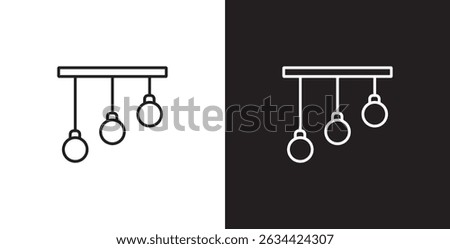 Simple Icon of hanging lamps. Room lamps vector icons. Modern style room lamps vector icon set in transparent and background. Editable stroke.