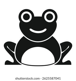 Simple icon of a happy frog sitting down and smiling