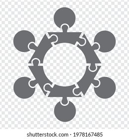 Simple icon hexagon puzzle in gray. Simple icon puzzle of the  twelve elements  on transparent background for your web site design, app, UI. EPS10.