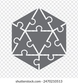 Simple icono hexagonal rompecabezas en gris. Simple rompecabezas de hexágono de íconos de diez Elementos sobre fondo transparente para su diseño de Sitio web, App, UI. EPS10.