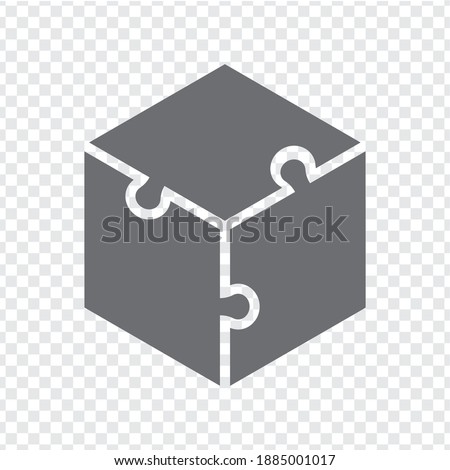 Simple icon hexagon puzzle in gray. Simple puzzle icon with three elements on transparent background. Flat design. Vector illustration EPS10.