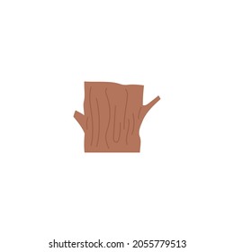 Simple Icon Of Hollow Log Or Cut Tree Trunk, Flat Cartoon Vector Illustration Isolated On White Background. Timber Harvesting And Logging, Sawmill Services.