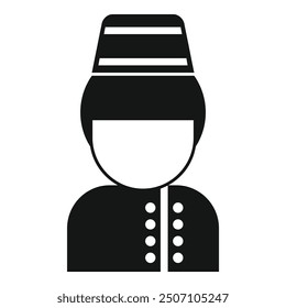 Icono simple de un muchacho del hotel que lleva un uniforme con los Botones y un sombrero tradicional de la taqiyah