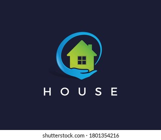 Simple icon of house with heart shape within. House line art shape. Vector symbol logo template easy to edit