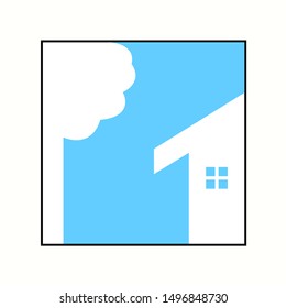 simple icon of a house with tree.