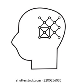 Icono simple de inteligencia artificial del cerebro humano. Diseño de estilo dibujado a mano para tecnología y concepto de ai