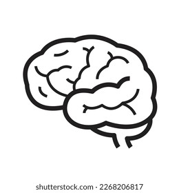 simple icon human brain, black thin line on a white background.