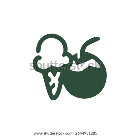 Simple icon of ice cream cone and coconut drink