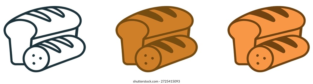 Ícone simples ilustrando pão fresco e baguete, perfeito para panificação visual