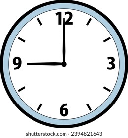 Einfache Icon-Illustration einer 9-Uhr-Uhr-Uhr-Uhr-Uhr-Uhr
