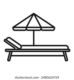 Simple icon illustration of a beach chair under an umbrella, perfect for representing relaxation