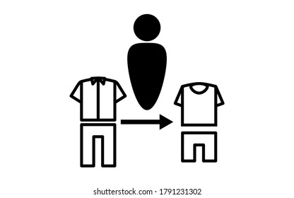 Simple icon illustration of changing clothes