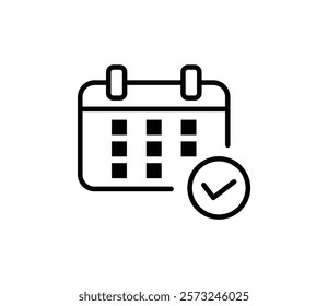 Simple icon illustration of check mark and calendar vector