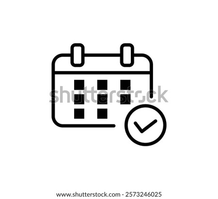 Simple icon illustration of check mark and calendar vector