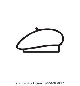 Um ícone simples ilustração de um chapéu de boina clássico, incorporando estilo, moda e chique parisiense em um design minimalista.