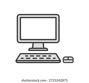 Einfache Symbolgrafik eines Desktop-Computers, Vektorgrafik