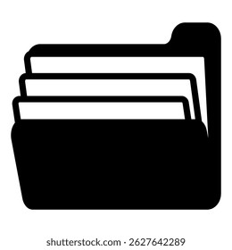 Ilustración de icono simple de una carpeta o archivo con documentos dentro