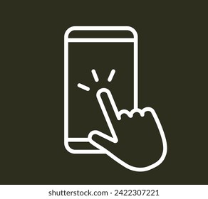 Icono simple de una mano que toca un smartphone