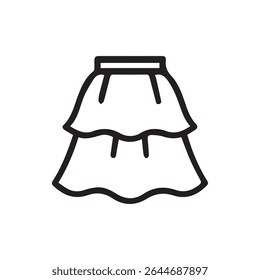 A simple icon illustration of a tiered skirt design for use in fashion or clothing related content creation