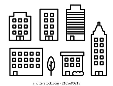 Icono simple ilustración de varios edificios como edificios altos y casas