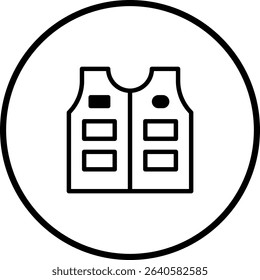 Simple icon illustration of a vest inside a circle showcasing minimalist design