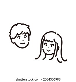Simple icon illustration of young man and woman. vector.